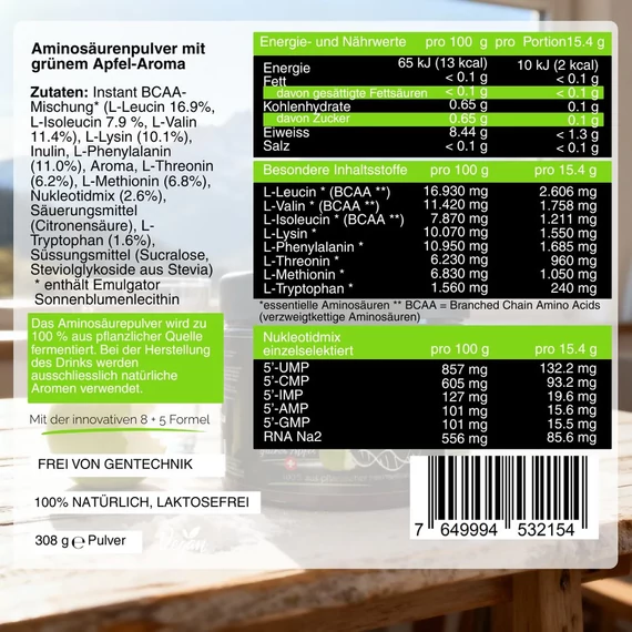 NukleoMAP13 – BCAA + nukleotid + MAAP sportital por zöldalma ízben 