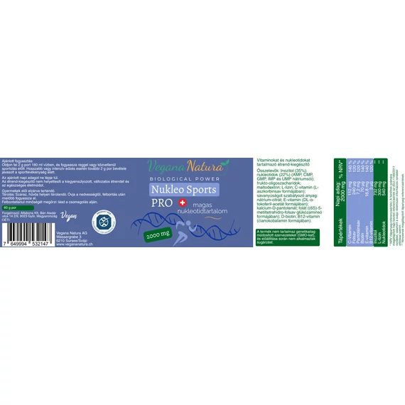 NukleoSports PRO – sportteljesítményt támogató nukleotid por 60 g 