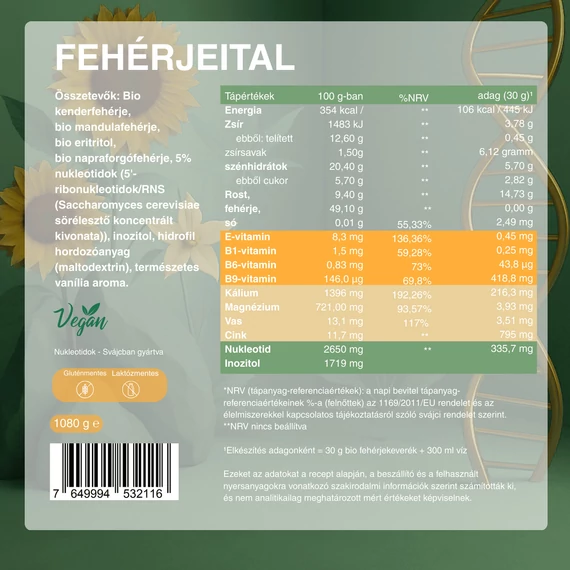 Protein Prémium Fehérjeital (BIO, Vegán) vanília